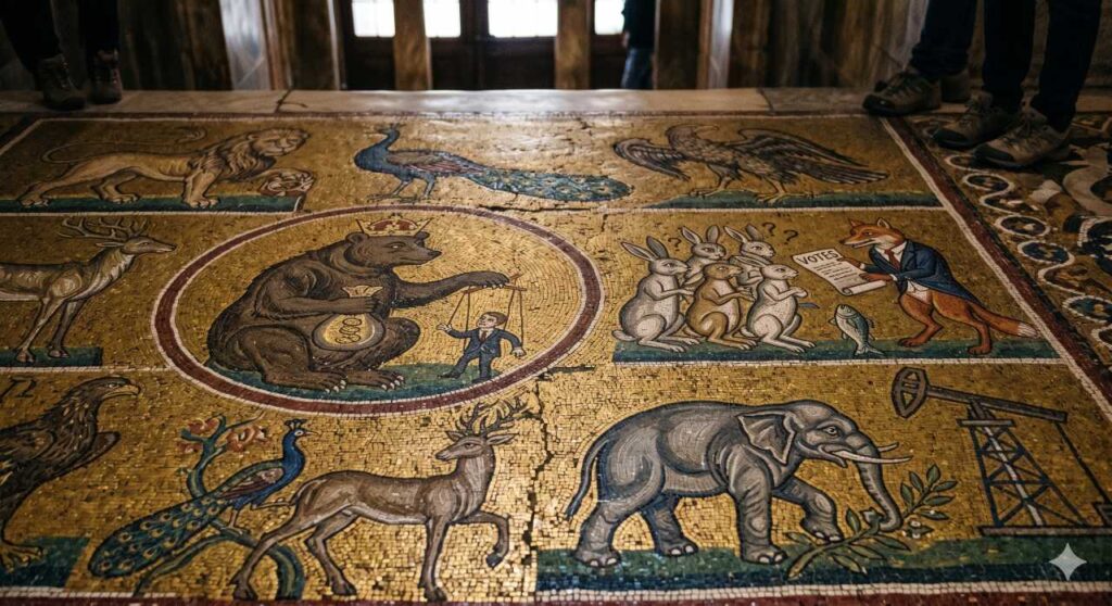 Political Satire Hidden in Plain Sight Among the Animal Mosaics